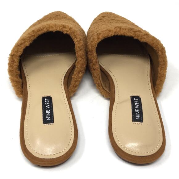 Nine West Furzy Women's Size 7 Brown Faux Fur Winter Slides Slip-On Shoes - Picture 6 of 7